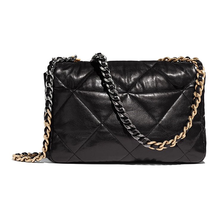 CHANEL 19 large tote bag, shiny lambskin, gold, silver