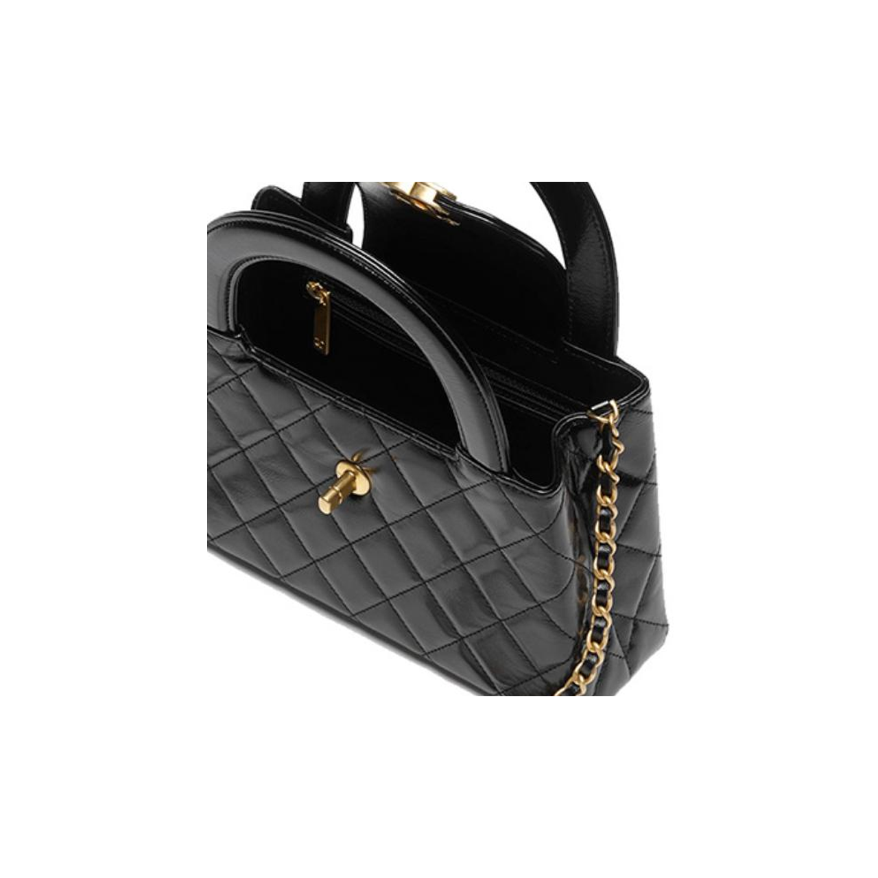 Chanel mini shopping bag, glossy old calfskin and gold metal