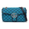 GUCCI GG Marmont Matelasse blue printed canvas shoulder bag, small
