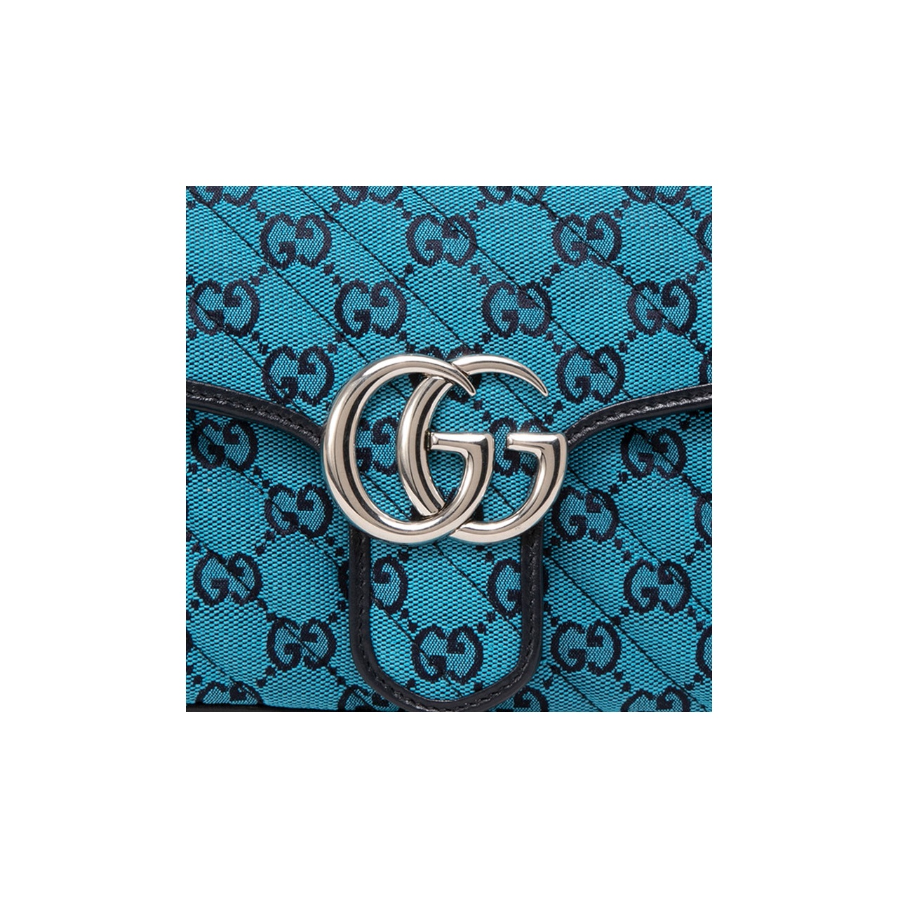 GUCCI GG Marmont Matelasse blue printed canvas shoulder bag, small