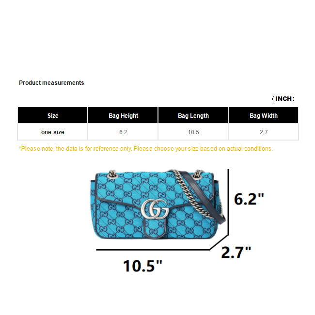 GUCCI GG Marmont Matelasse blue printed canvas shoulder bag, small