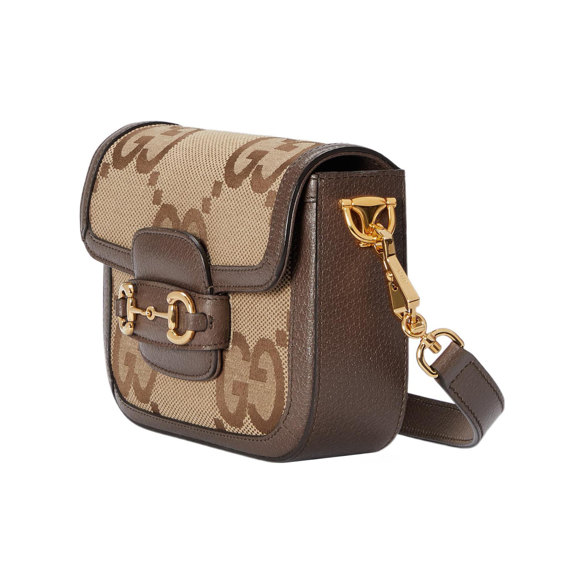 GUCCI Unisex Horsebit 1955 Jumbo GG Mini Crossbody Bag, Brown