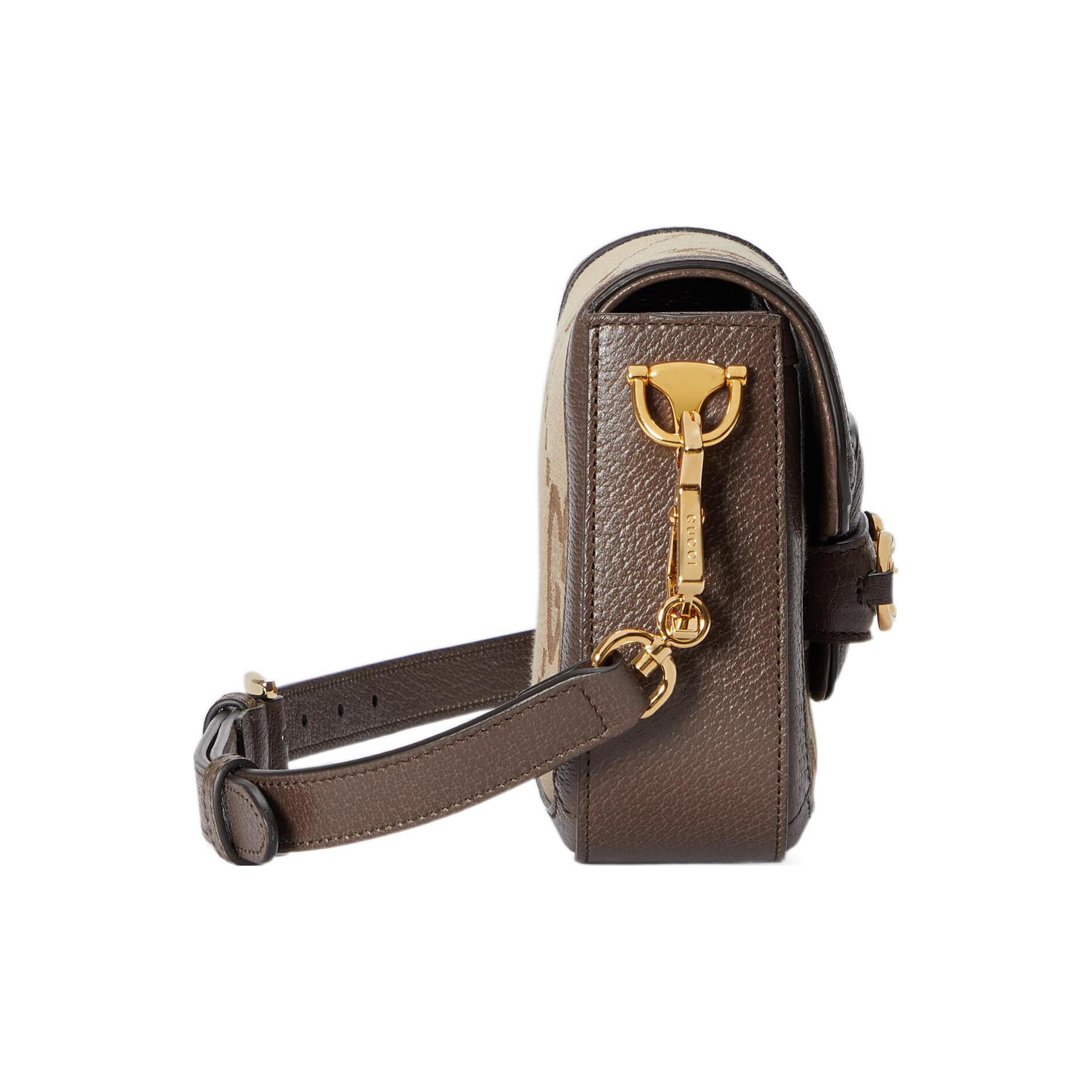 GUCCI Unisex Horsebit 1955 Jumbo GG Mini Crossbody Bag, Brown