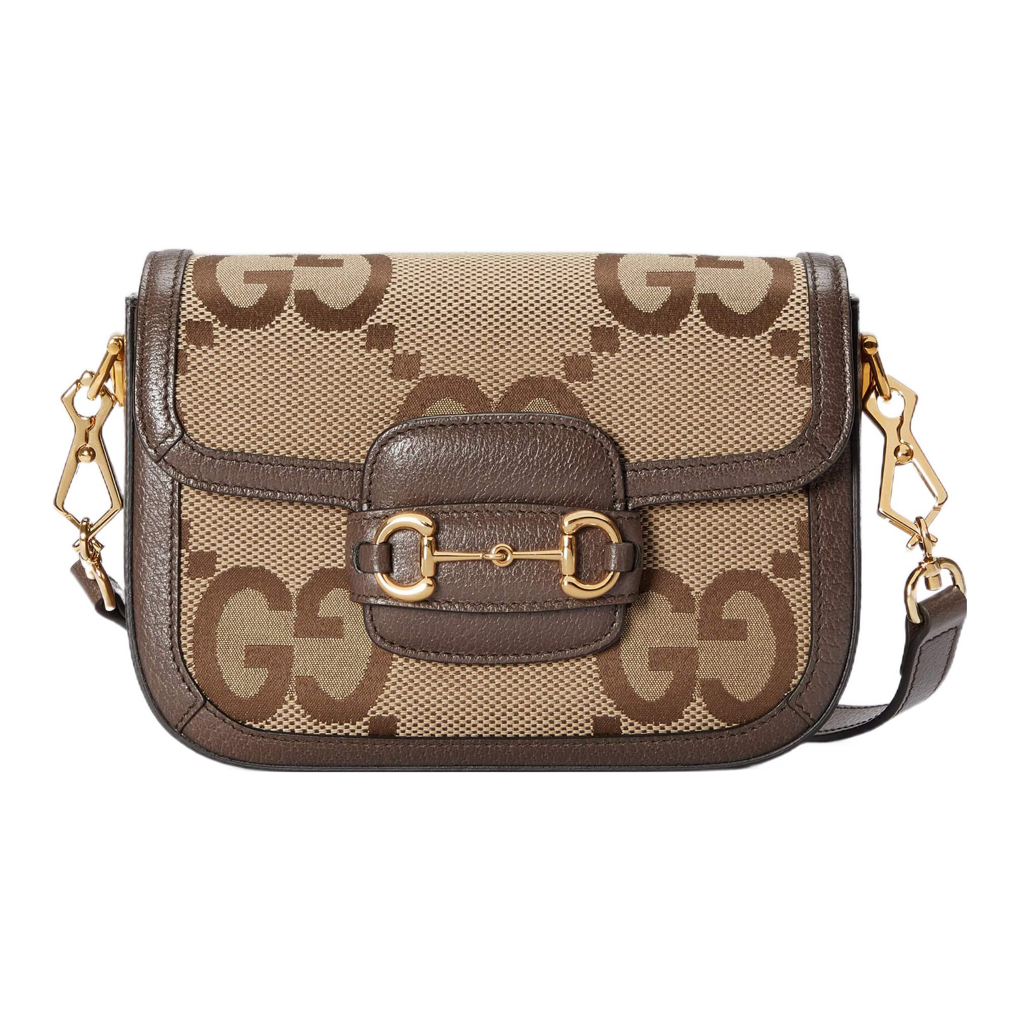 GUCCI Unisex Horsebit 1955 Jumbo GG Mini Crossbody Bag, Brown