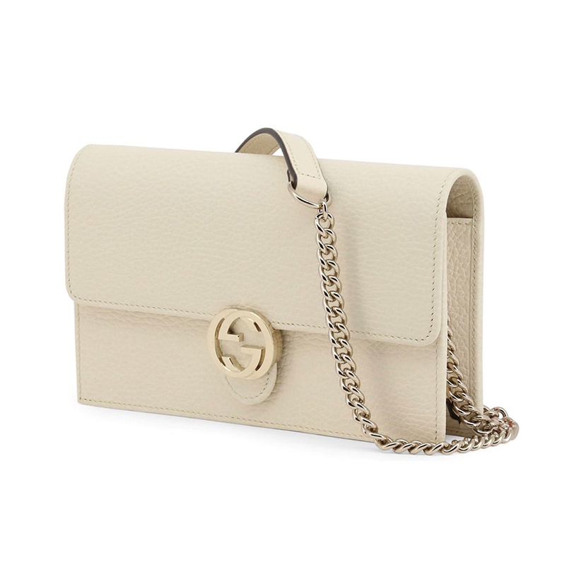 GUCCI interlocking GG chain messenger bag, white